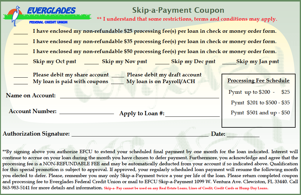 Skip-a-Pay Coupon